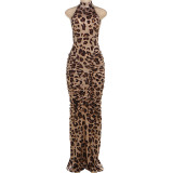 Print Sleeveless Halterneck Backless Maxi Dress GZJQ-K25D83082