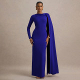 One-Shoulder Ribbon Long-Sleeve Maxi Dress YF-10897
