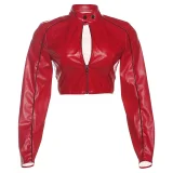 Long Sleeve PU Leather Skinny Coats GZJQ-K25C82378