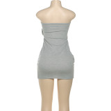 Wrap Chest Solid Color Mini Dress DLSF-K25D80430