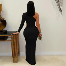 Singlle Shoulder Long Sleeve Maxi Dress BY-7543