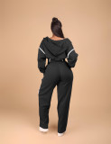 Patchwork Hooded Sweatshirt Three-Piece Pants Set YMEF-57095