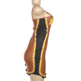 Print Backless Irregular Sling Mini Dress DLSF-K25D81432