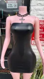 Pre Order: About 7 work days shipping PU Leather Mini Dress YUEM-300839