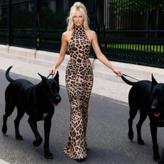 Print Sleeveless Halterneck Backless Maxi Dress GZJQ-K25D83082