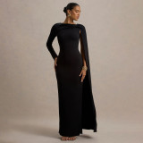 One-Shoulder Ribbon Long-Sleeve Maxi Dress YF-10897