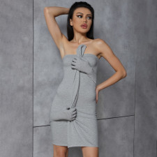 Wrap Chest Solid Color Mini Dress DLSF-K25D80430