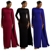 One-Shoulder Ribbon Long-Sleeve Maxi Dress YF-10897