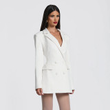 Solid Color Long Sleeve Blazer Dress GSZM-D25DS420