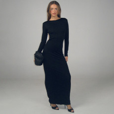Long Sleeve Backless Maxi Dress GAXB-D316DS