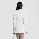 Solid Color Long Sleeve Blazer Dress GSZM-D25DS420