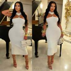 Sleeveless Wrap Chest Midi Dress GDIM-2538