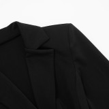 Solid Color Long Sleeve Blazer Dress GSZM-D25DS420