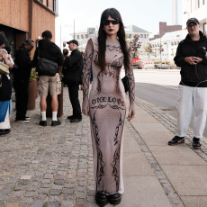 Print Long Sleeve Slim Maxi Dress GAXB-D328DS