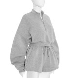 Casual Long Sleeve Sweatshirt Two Piece Shorts Set GSZM-Q25ST317
