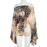 Off Shoulder Long Sleeve Leopard Romper GSZM-D25RP417