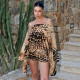 Off Shoulder Long Sleeve Leopard Romper GSZM-D25RP417