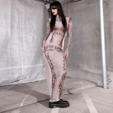 Print Long Sleeve Slim Maxi Dress GAXB-D328DS