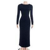Long Sleeve Backless Maxi Dress GAXB-D316DS