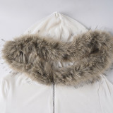 Letter Print Fur Patchwork Hooded Pants Suit GLRF-NK44428/44427