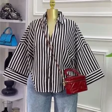 Loose Solid Color 3/4 Sleeve Shirts GCNE-73145