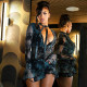 Print Mesh Tie Up Dress Short 2 Piece Set GSZM-D25DS421