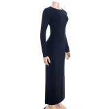 Long Sleeve Backless Maxi Dress GAXB-D316DS