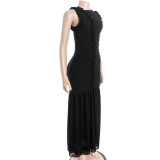 Sleeveless Mesh Patchwork Maxi Dress GAXB-D274DS