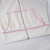 Letter Print Fur Patchwork Hooded Pants Suit GLRF-NK44428/44427