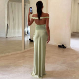 One Shoulder Mesh Slim Maxi Dress DLSF-K25D76182