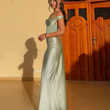 One Shoulder Mesh Slim Maxi Dress DLSF-K25D76182