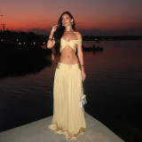 Sexy Wrap Chest Tops Long Skirt Two Piece Set DLSF-K25S80528
