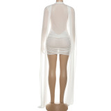Nesh See Through Peated Patchwork Mini Dress DLSF-K25D81160