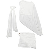 Single Shoulder Long Sleeve Three Piece Skirt Set DLSF-K25S81374