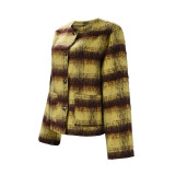 Plaid Print Long Sleeve Coat GFRT-60319TBZ