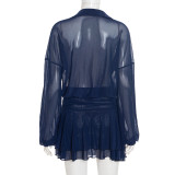 Solid Color Long Sleeve Ruffles Mini Dress GSZM-J25DS343