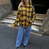 Plaid Print Long Sleeve Coat GFRT-60319TBZ