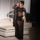 Solid Color Mesh Pleated Maxi Dress GSZM-C25DS287