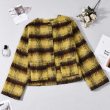 Plaid Print Long Sleeve Coat GFRT-60319TBZ