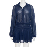 Solid Color Long Sleeve Ruffles Mini Dress GSZM-J25DS343