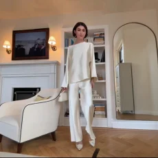O Neck Long Sleeve Shirt Pants Suit GLJS-B8355