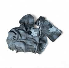 Plus Size Print Long Sleeve Hooded Two Piece Pants Set GLJS-B8361