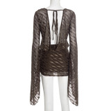 Flare Long Sleeve Backless Mini Dress GSZM-D25DS418