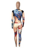 Long-Sleeve Printed Tight Jumpsuit SHD-9563