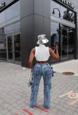 Casual Patchwork Multi-pockets Loose Jeans OD-8686