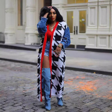 Patchwork Cardigan Double-Layer Thickened Sweater Jacket OD-8698