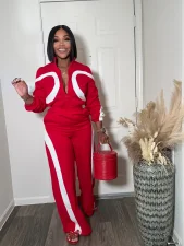 Contrast Color Zipper Sport Jumpsuit SFY-801