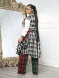 Plaid Print Thickened Patchwork PU Leather Jacket CM-9535