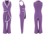 V Neck Sleeveless Wide Leg Jumpsuit QYMF-3219