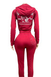 Letter Print Hooded Sweatshirt Pants Suit GFCF-1409